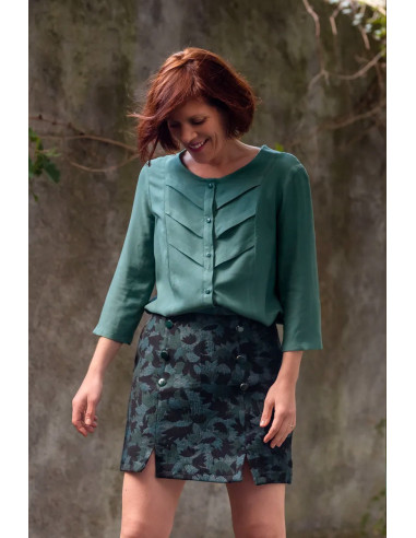 Eucalyptus Green Viscose Crepe Fabric - Églantine & Zoé