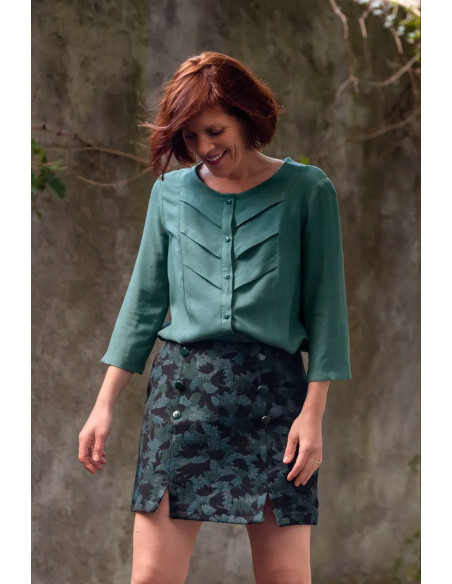 Eucalyptus Green Viscose Crepe Fabric - Églantine & Zoé
