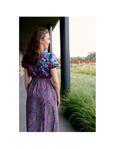 Nerida Hansen viscose fabric - Colorful garden plum