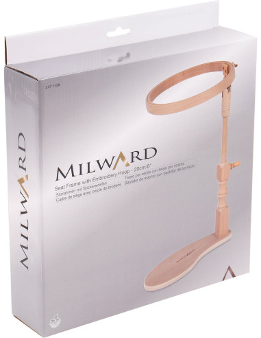 Under-thigh embroidery hoop with Milward embroidery ring