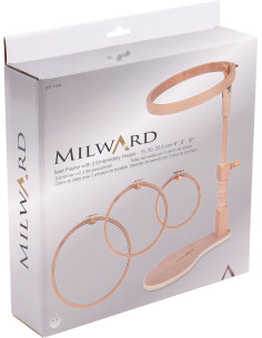 Under-thigh embroidery hoop with 3 Milward embroidery rings