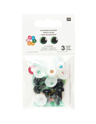 Ricorumi safety eyes 6 colors 12 mm - 3 pairs