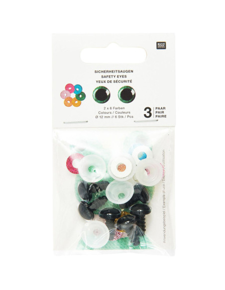 Ricorumi safety eyes 6 colors 12 mm - 3 pairs