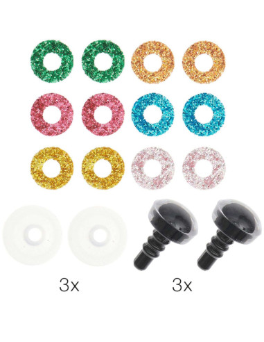 Ricorumi safety eyes 6 colors 12 mm - 3 pairs