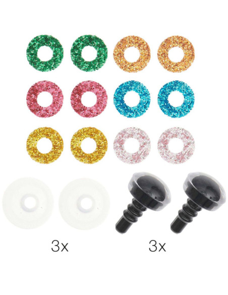 Ricorumi safety eyes 6 colors 12 mm - 3 pairs