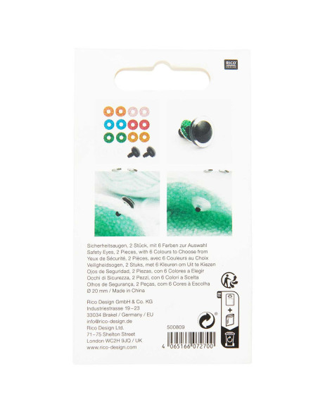 Ricorumi safety eyes 6 colors 20 mm - 1 pair