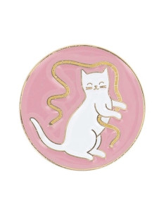 Bohin Magnetic Needle Holder - Cat Ribbon Pink Background