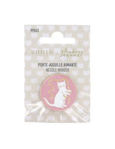 Bohin Magnetic Needle Holder - Cat Ribbon Pink Background 2
