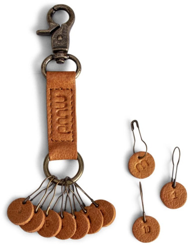 Muud Feliz leather strap keychain - Whisky