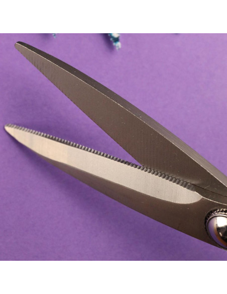 Bohin precision scissors with micro-serrated blades and large soft rings - Blue
