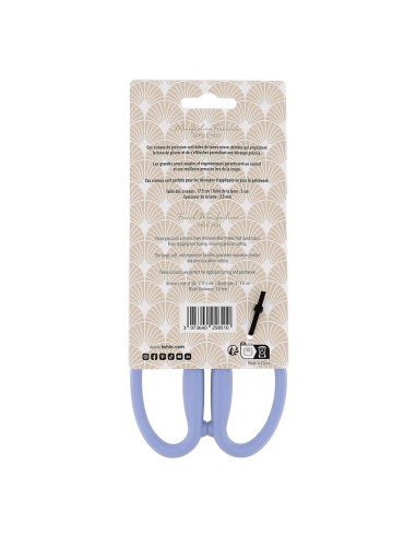 Bohin precision scissors with micro-serrated blades and large soft rings - Blue