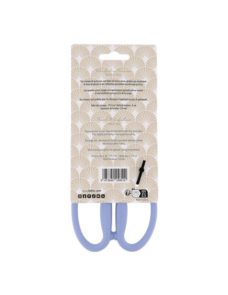Bohin precision scissors with micro-serrated blades and large soft rings - Blue
