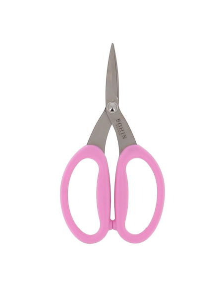 Bohin Precision Scissors with Micro-Serrated Blades and Large Soft Rings - Pink