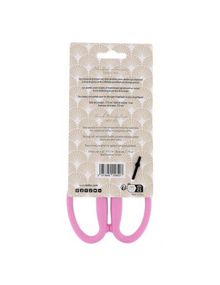 Bohin Precision Scissors with Micro-Serrated Blades and Large Soft Rings - Pink