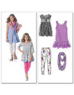 Dress pattern, scarf, tights