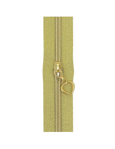 5-meter roll of 5 mm nylon zipper with heart pulls - Gold lurex 2