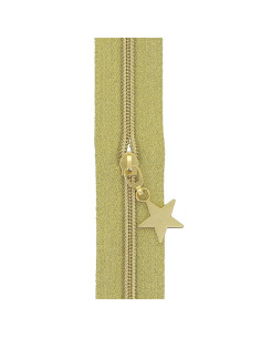 5-meter roll of 5 mm nylon zipper with star pulls - Gold lurex 2