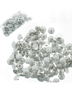 Box of 100 jean buttons 17mm - Shiny silver stars