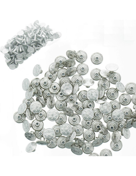 Box of 100 jean buttons 17mm - Shiny silver stars