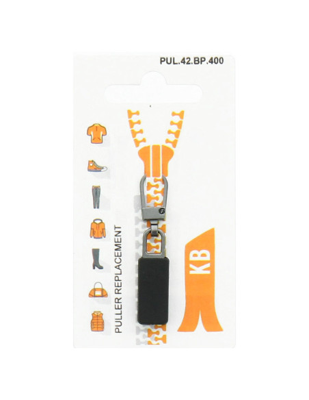 Zipper pull - Black rubber rectangle