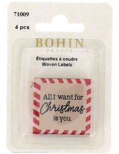 Set of 4 sew-on labels - All I want for Christmas 2