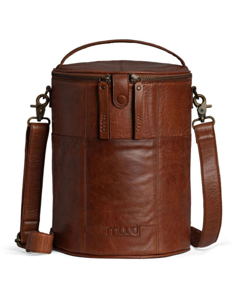 Muud Saturn XL Leather Storage Bag for Knitting - Rich Brown