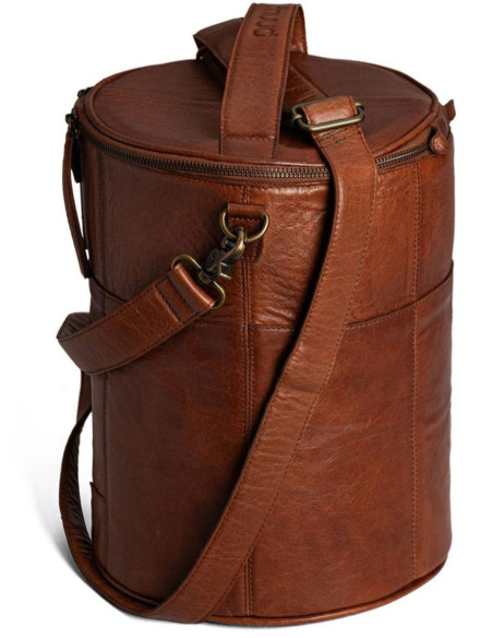 Muud Saturn XL Leather Storage Bag for Knitting - Rich Brown