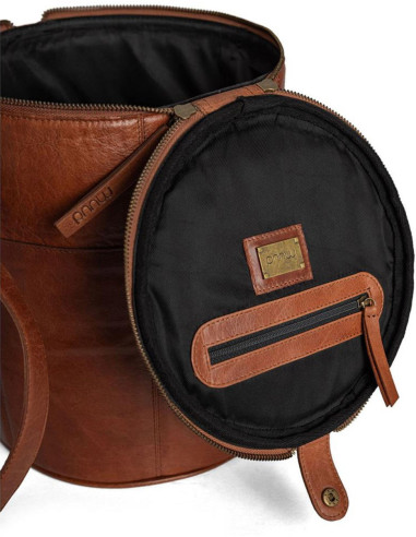 Muud Saturn XL Leather Storage Bag for Knitting - Rich Brown