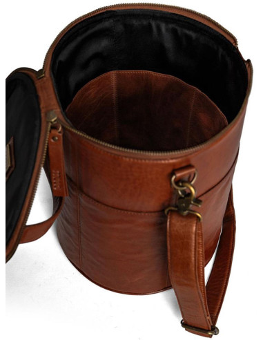 Muud Saturn XL Leather Storage Bag for Knitting - Rich Brown