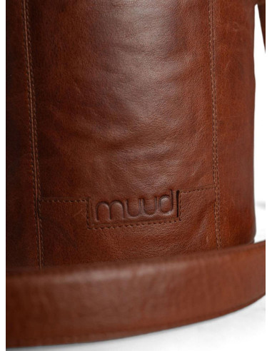 Muud Saturn XL Leather Storage Bag for Knitting - Rich Brown