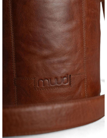 Muud Saturn XL Leather Storage Bag for Knitting - Rich Brown