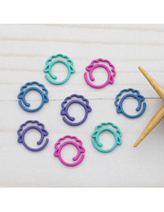 Set of 8 open stitch markers - Colored Sheep