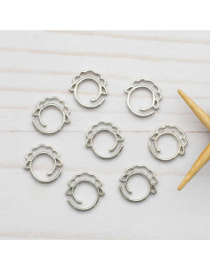 Set of 8 open stitch markers - Silver sheep