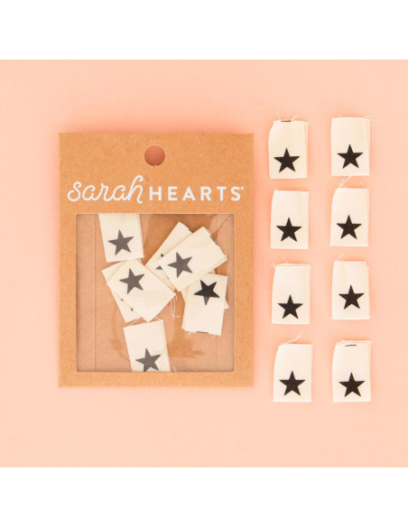 Set of 8 woven labels - Black star