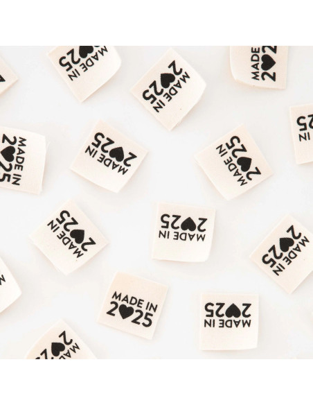Set of 8 woven labels - Made in 2025 ecru