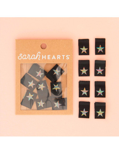Set of 8 woven labels - Rainbow star