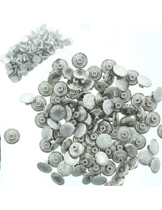 Box of 100 jean buttons 17mm - Silver and shiny laurel stars