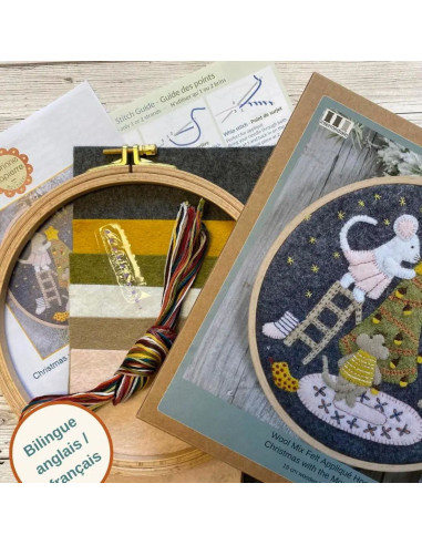 Felt kit with hoop - Mouse family at Christmas