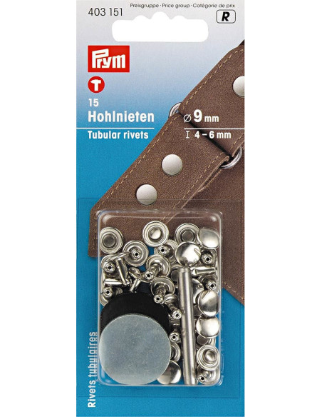 Set of 15 tubular rivets with 4-6 mm drilling tool