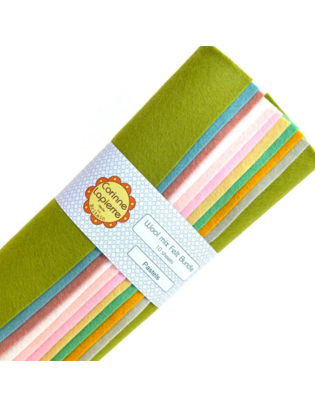 Assortment of felt sheets 22.5 x 22.5 cm - Pastel