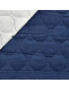 Wave quilted cotton fabric - Blue chambray denim