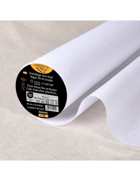 Fine fusible non-woven interfacing - White