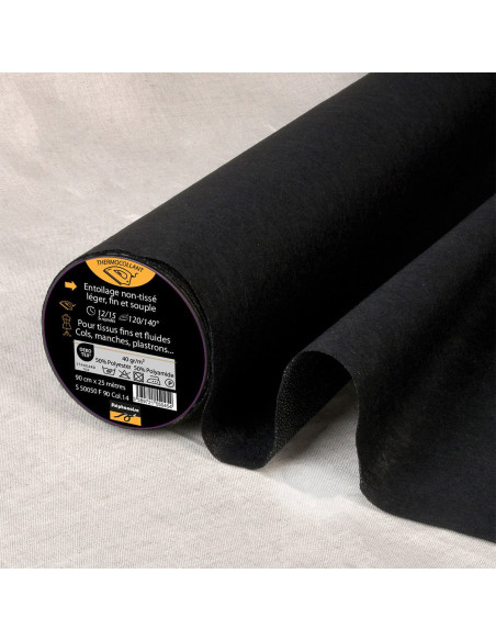 Fine fusible non-woven interfacing - Black