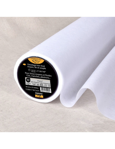 Medium fusible non-woven interfacing - White