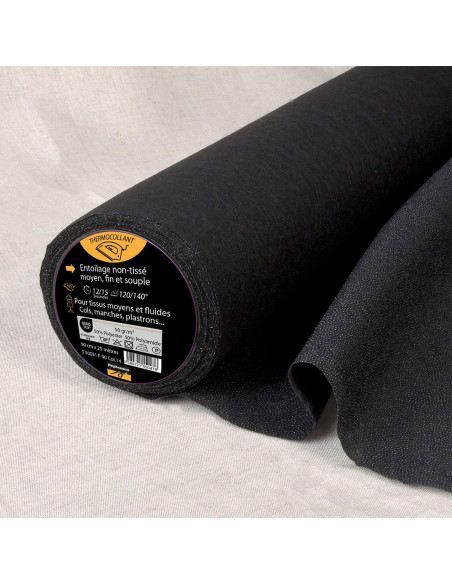 Medium fusible non-woven interfacing - Black