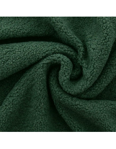 Dark green boucle teddy fur fabric