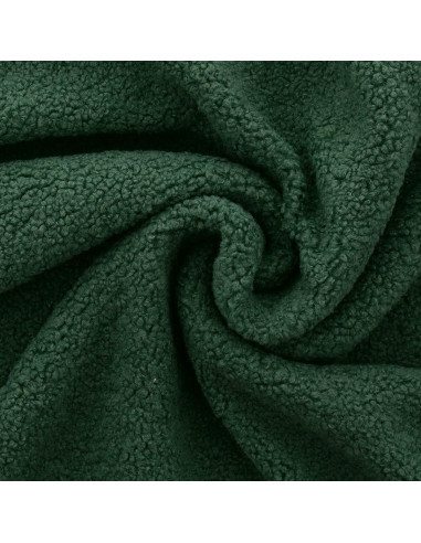 Dark green boucle teddy fur fabric