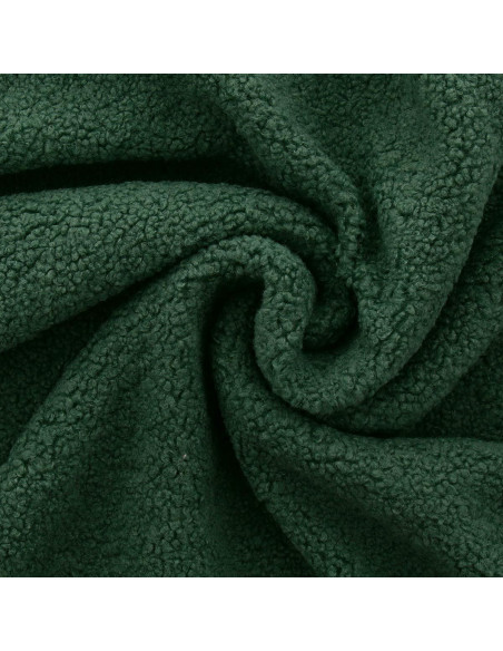 Dark green boucle teddy fur fabric