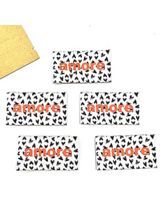 Set of 5 woven sew-on labels Amore 2