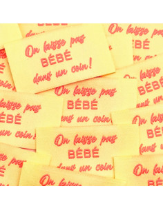 Set of 5 woven sew-on labels "Nobody puts Baby in a corner!"